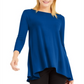 Blusa feminina Alfani lisa, azul, tamanho pequeno, P/M
