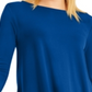 Blusa feminina Alfani lisa, azul, tamanho pequeno, P/M