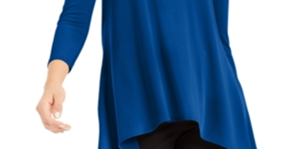 Blusa feminina Alfani lisa, azul, tamanho pequeno, P/M