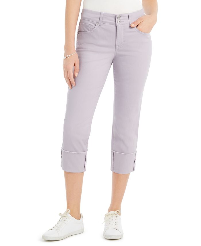 Calça jeans capri feminina estilo &amp; co com punho alto, rosa, tamanho 8