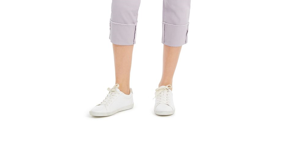 Calça jeans capri feminina estilo &amp; co com punho alto, rosa, tamanho 8