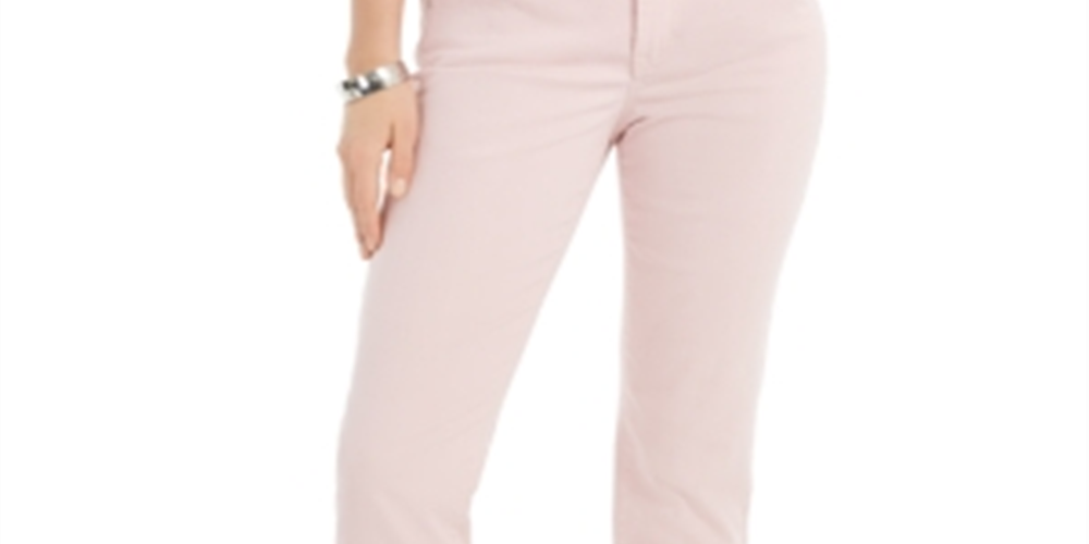 Calça jeans capri feminina estilo &amp; co com punho alto, rosa, tamanho 8
