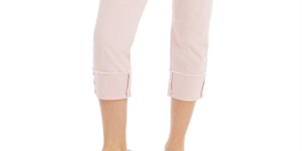 Calça jeans capri feminina estilo &amp; co com punho alto, rosa, tamanho 8