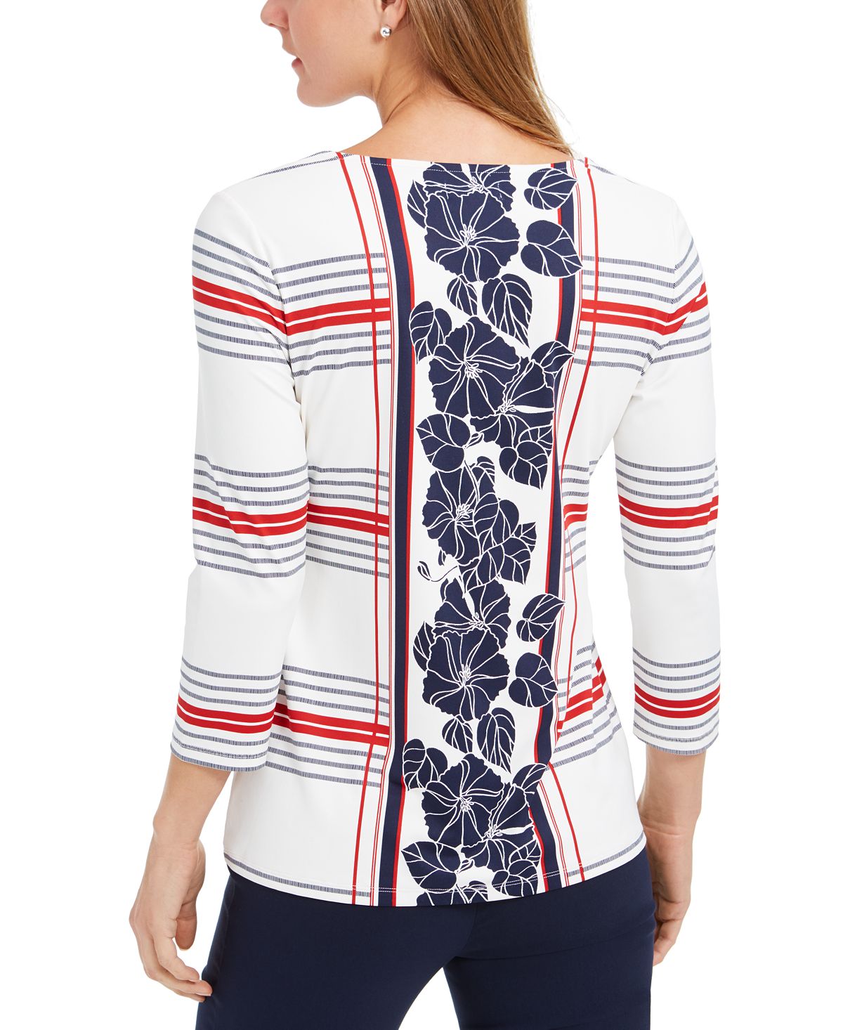 Blusa feminina Charter Club com estampa mista, branca, tamanho pequeno P/M