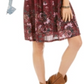 Vestido smocked com estampa floral feminino Style &amp; Co, vinho, tamanho XL