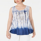 Blusa sem mangas com estampa tie-dye feminina Style &amp; Co, azul, tamanho XX-G
