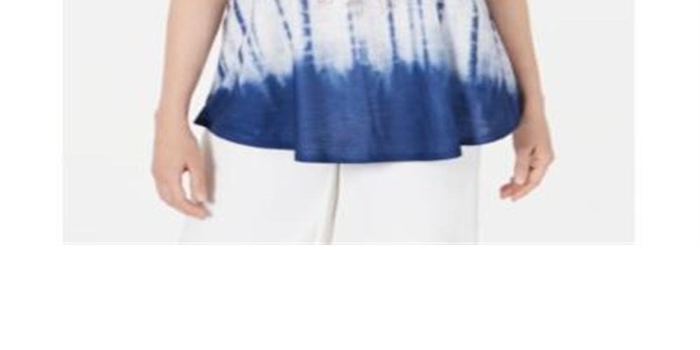 Blusa sem mangas com estampa tie-dye feminina Style &amp; Co, azul, tamanho XX-G