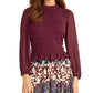 Blusa feminina Rachel Roy de manga comprida com babados, vinho, tamanho XS