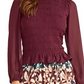 Blusa feminina Rachel Roy de manga comprida com babados, vinho, tamanho XS