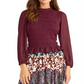 Blusa feminina Rachel Roy de manga comprida com babados, vinho, tamanho XS