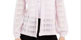 Cardigan xadrez feminino Alfani Illusion roxo tamanho pequeno P/M