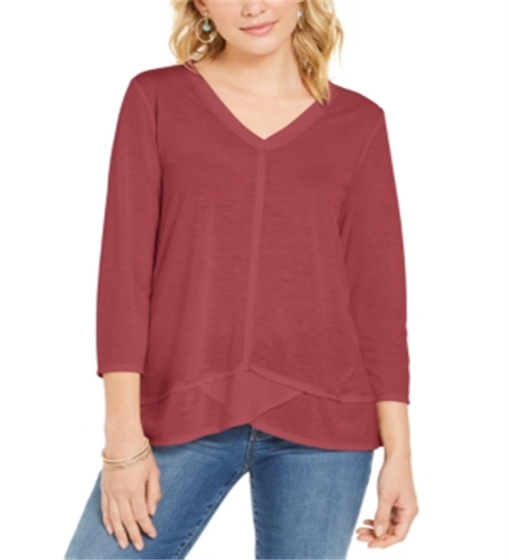 Top curto e alto com detalhes de costura estilo &amp; co feminino vermelho tamanho XS
