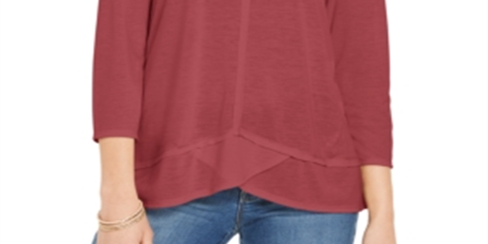 Top curto e alto com detalhes de costura estilo &amp; co feminino vermelho tamanho XS