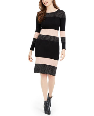 Vestido suéter listrado MIDI feminino Taylor, preto, tamanho extragrande