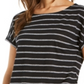 Blusa listrada de linho feminina Charter Club, preta, tamanho grande