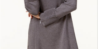 Suéter túnica canelada Alfani feminino cinza tamanho médio