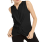 Blusa feminina sem mangas com torção frontal, preta, tamanho XS, da INC International Concepts
