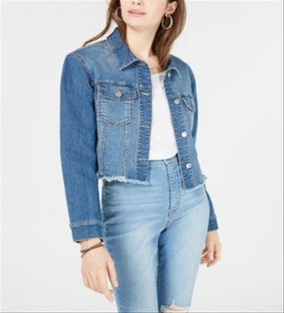 Jaqueta jeans curta Tinseltown Junior's com bordas cruas, azul, tamanho X-S