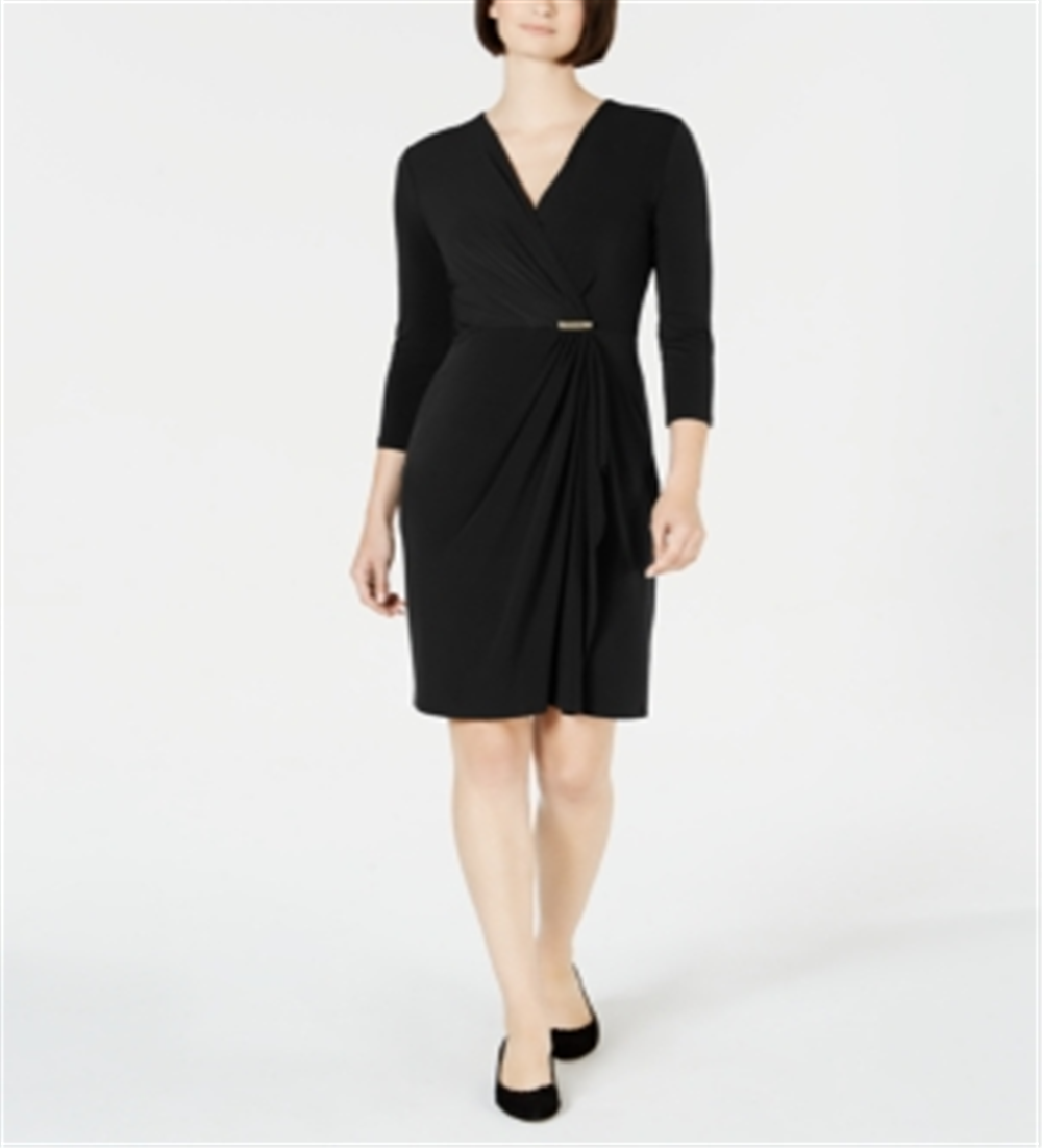 Vestido envelope falso feminino Charter Club Hardware, preto, tamanho GG