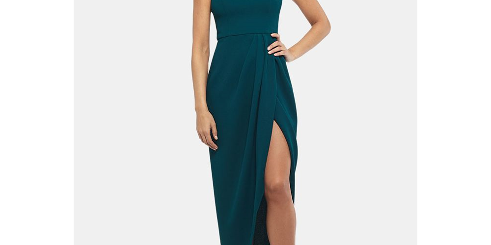 Vestido longo feminino XSCAPE liso verde tamanho 12