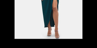 Vestido longo feminino XSCAPE liso verde tamanho 12