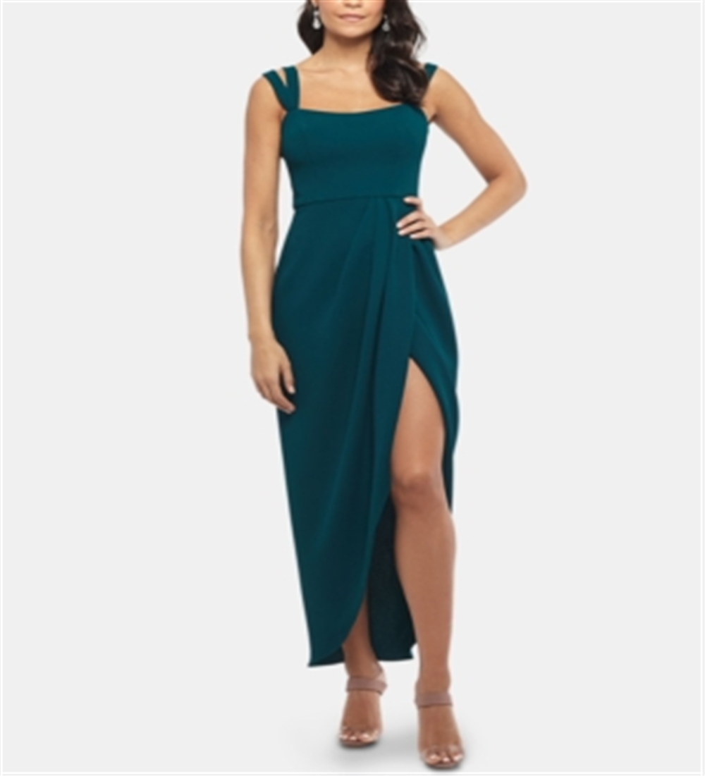 Vestido longo feminino XSCAPE liso verde tamanho 12