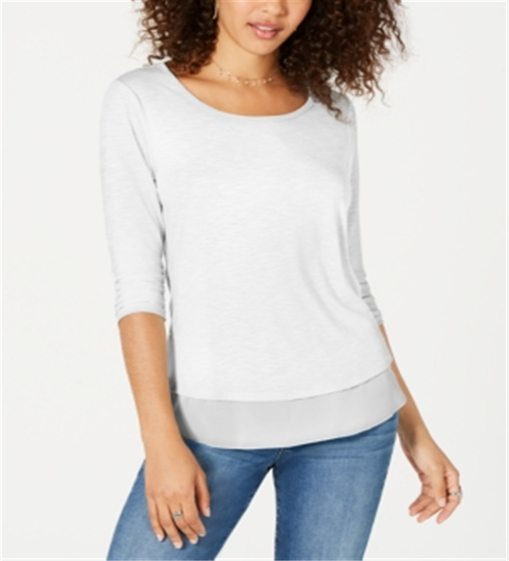 Top de chiffon feminino Style &amp; Co, branco, tamanho X-S