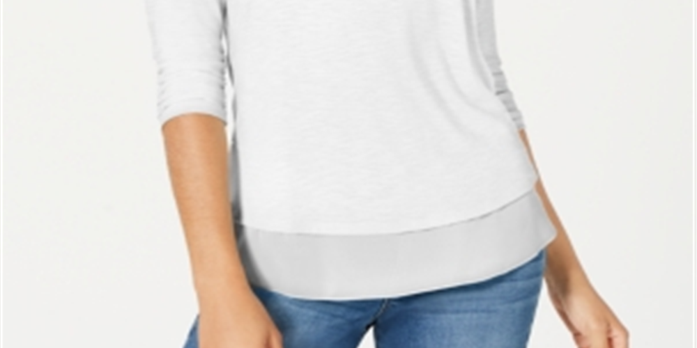 Top de chiffon feminino Style &amp; Co, branco, tamanho X-S