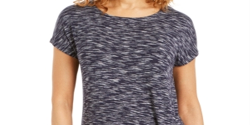 Camiseta feminina com bainha amarrada JM Collection, azul, tamanho médio