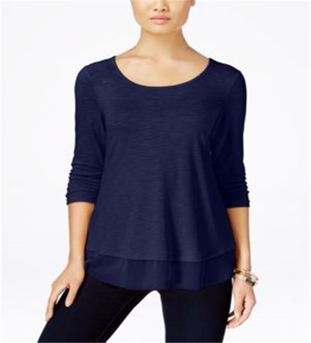 Top de chiffon feminino Style &amp; Co, azul, tamanho médio