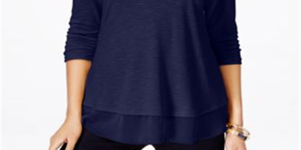 Top de chiffon feminino Style &amp; Co, azul, tamanho médio