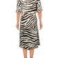 Vestido feminino Ralph Lauren com estampa animal e cintura amarrada, manga curta, decote em V, comprimento até o joelho, marrom, tamanho 16