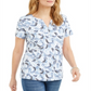 Karen Scott Top Henley Estampado Feminino Azul Tamanho XS