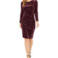 Vestido de festa Calvin Klein feminino, manga longa, gola alta, comprimento até o joelho, roxo, tamanho 6