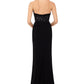 Vestido formal longo com fenda e decote profundo, preto, tamanho 4, da B a by Betsy Adam