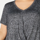 Camiseta Calvin Klein Feminina Plus Size Drapeada Gola V Cinza Tamanho 1X