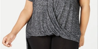 Camiseta Calvin Klein Feminina Plus Size Drapeada Gola V Cinza Tamanho 1X