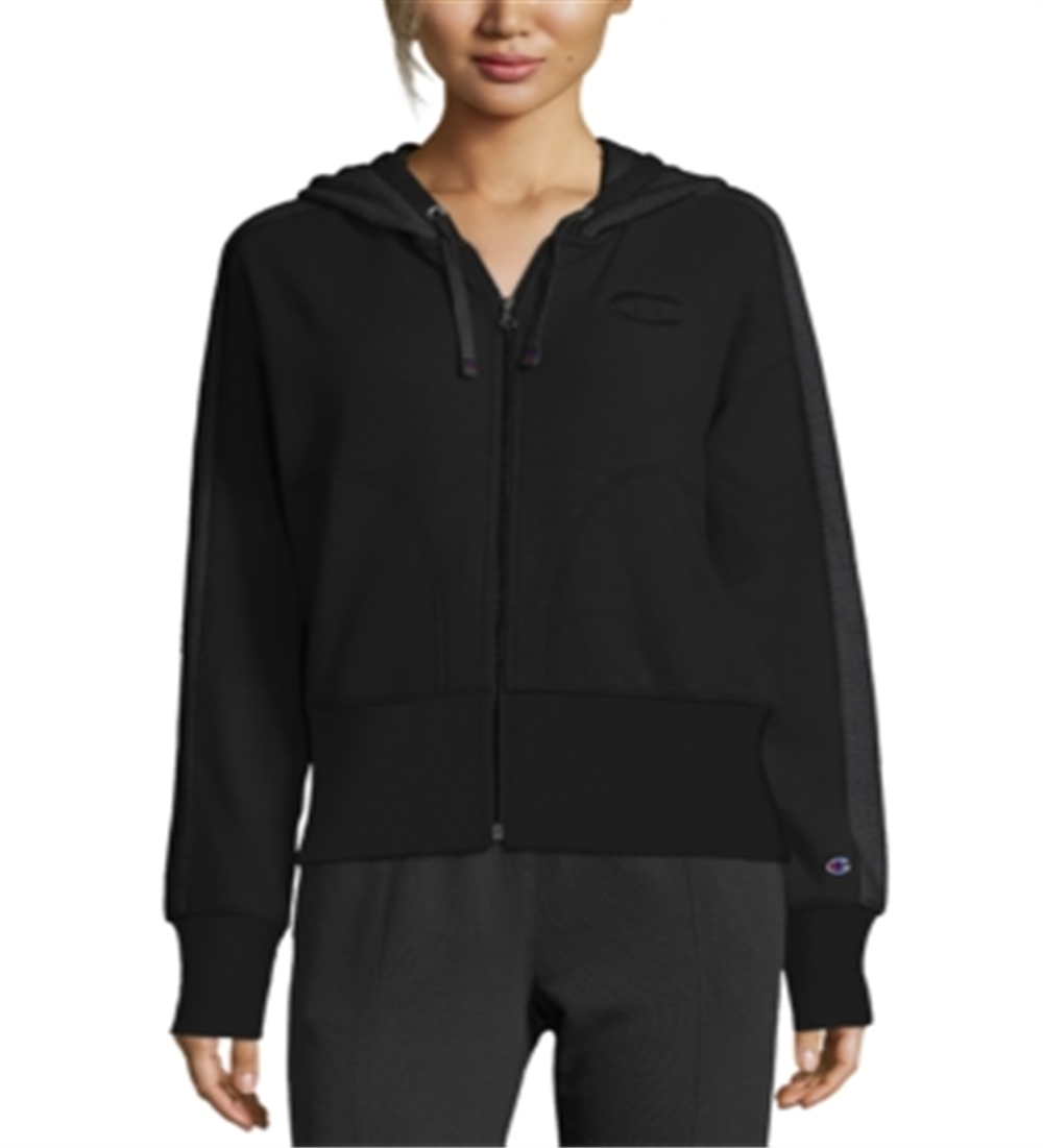 Moletom com capuz feminino Champion Herringbone Fitness, preto, tamanho médio
