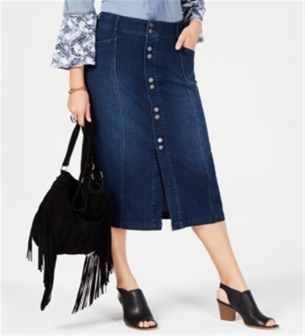 Saia jeans feminina estilo &amp; co azul tamanho 4 petite