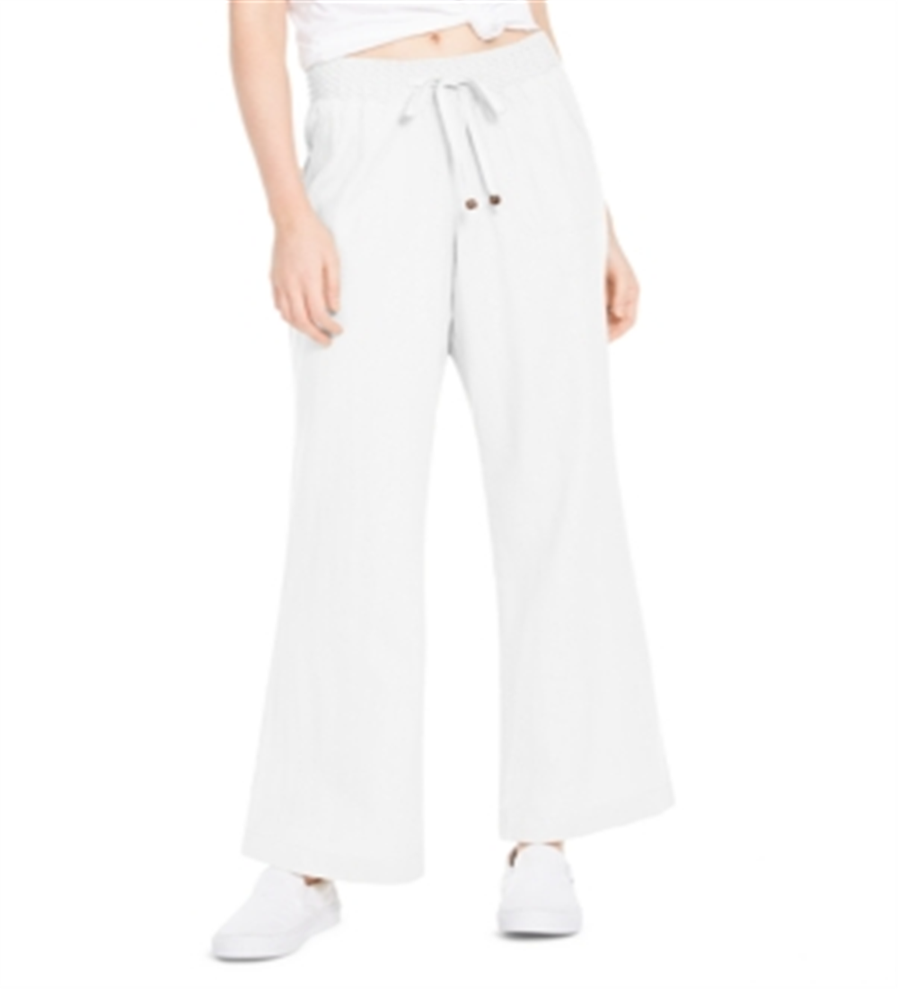 Calça de praia feminina Sound/Style de perna larga, branca, tamanho extragrande