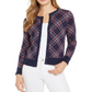 Cardigan xadrez feminino Charter Club, azul, tamanho GG