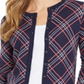 Cardigan xadrez feminino Charter Club, azul, tamanho GG