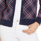 Cardigan xadrez feminino Charter Club, azul, tamanho GG