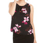 Blusa feminina Nine West com estampa floral e gola franzida, preta, tamanho extragrande