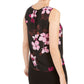 Blusa feminina Nine West com estampa floral e gola franzida, preta, tamanho extragrande