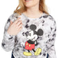 Love Tribe Top Feminino Trendy Plus Tie Dye Mickey Mouse Estampa Gráfica Branco Tamanho 2X