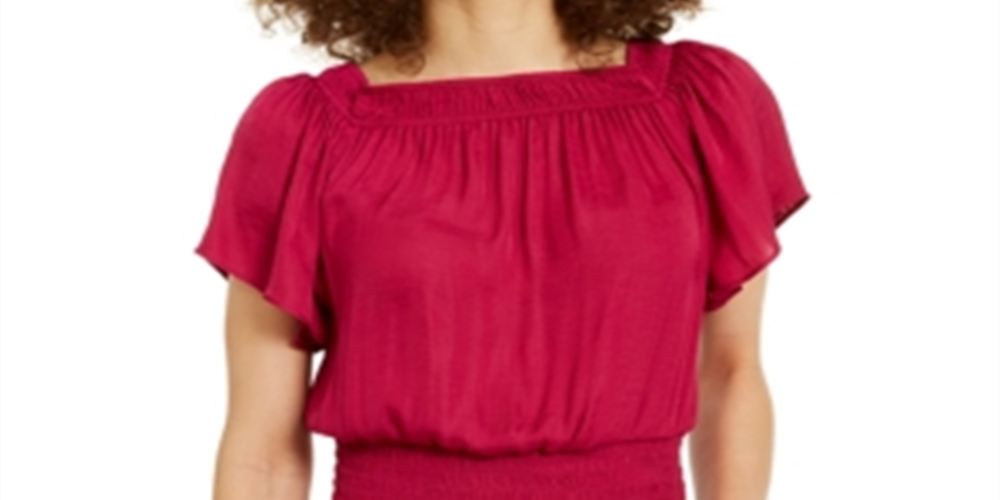 Blusa feminina INC com mangas curtas e babados, rosa, tamanho P