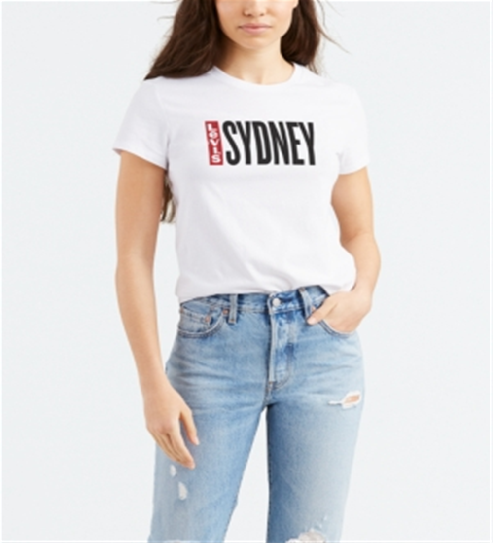 Camiseta Levi's Feminina Batwing Logo Cotton Cities Branca Tamanho X-G