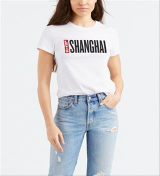 Levi's Women's Batwing Logo Cotton Cities T-Shirt White Size Large
