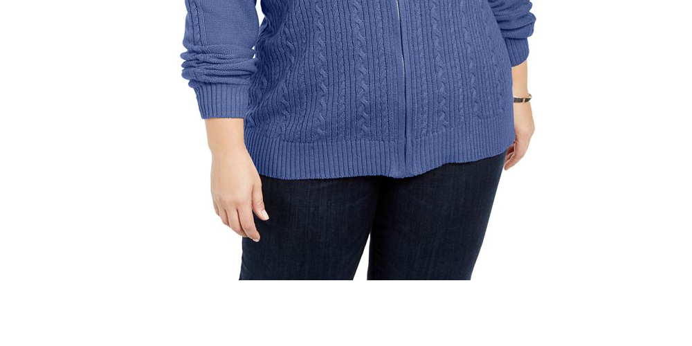 Karen Scott Suéter Cardigan Feminino Plus Cable Knit Marrom Tamanho -1X